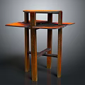 Rustic Wooden Coffee Table Featuring Geometric Structure And Lower Storage Shelf
