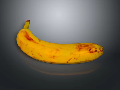Ripe Yellow Banana With Natural Brown Spots On Smooth Skin 3d model