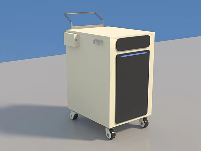 White Medical Cart With Handle Black Panel And Wheels For Medical Use 3d model
