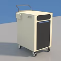 White Medical Cart With Handle Black Panel And Wheels For Medical Use