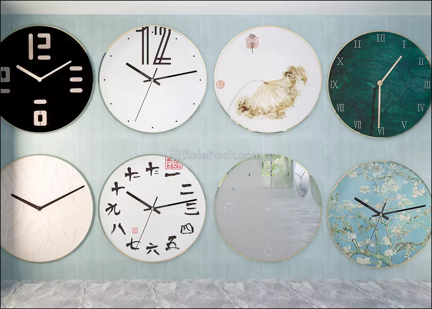 New Chinese-style Clock and Watch Decoration Watch 3d model
