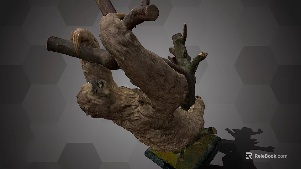 Lush Tree Branches With Sloth Hanging In Natural Jungle Setting 3d model 