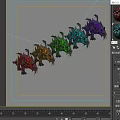 Mythical Creature Characters Featuring Different Colored Dragons Arranged in Rows 3d model