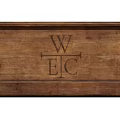 Vintage Wooden Trunk With Carved WEC Letters Rope Accents And Metal Corners