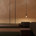 Yoga Studio Fitness Space With Skylight Ceiling Wooden Floors And Hanging Lights For Yoga Practice