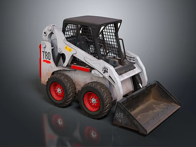 White Red Skid Steer Loader Model 1300 With Black Cab And Front Bucket 3d model