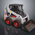 White Red Skid Steer Loader Model 1300 With Black Cab And Front Bucket 3d model