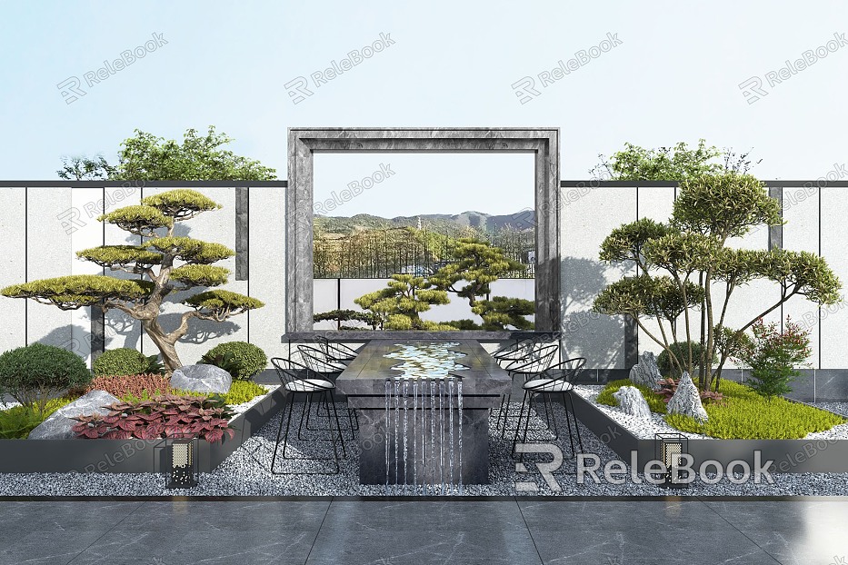 Modern courtyard courtyard landscape model