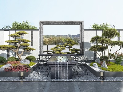 Modern courtyard landscape model