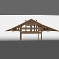 Traditional Wooden Architectural Structure With Classic Beams Brackets And Roof Frame Design