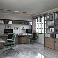Modern Public Office Area With Desks Computers Ergonomic Chairs Large Windows And Potted Plants