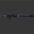 Modern Futuristic Tactical Rifle With Orange Black Accents Scope And Extended Magazine