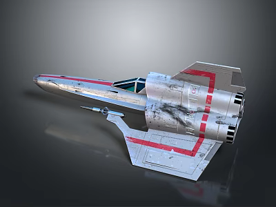 Silver Fighter Jet With Red Stripes Unique Wing Design Cockpit And Engine Details 3d model