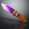 Stylish Fantasy Knife With Purple Pink Gradient Blade Wooden Handle And Silver Accents