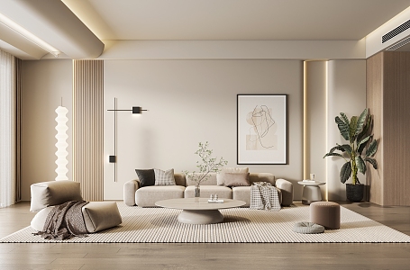 modern living room cream home living room 3d model