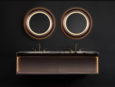 Italian Bathroom Metallic Bathroom Cabinet Washstand 3d model