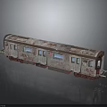 Old Rusted Red Train Carriage Model With Windows Doors And Rusty Surface 3d model