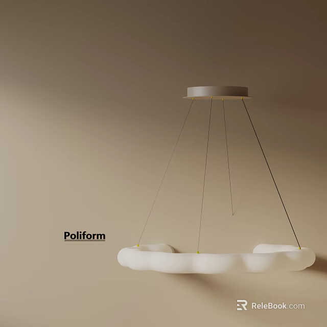Poliform Modern Cloud Like White Chandelier Suspended Over Beige Wall Interior Design 3d model