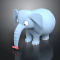 Blue Elephant Toy With Large Ears White Eyes And Red Bow On Black Background