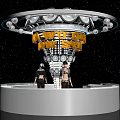 Futuristic Bar With Circular Top Yellow New Dance Club Signage Starry Background And Standing People