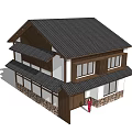 Modern Detached Villa With Wooden Exterior Stone Base And Sloped Tile Roof