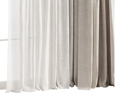 Sheer Light Colored Linen Curtain With Soft Fabric For Modern Home Window Decor 3d model