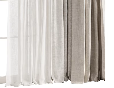 Sheer Light Colored Linen Curtain With Soft Fabric For Modern Home Window Decor 3d model
