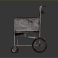 Old Vintage Wheelchair with Metal Frame and Brown Seat as Living Supplies