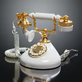 Vintage White Gold Digital Telephone With Rotary Dial Coiled Cord And Classic Design