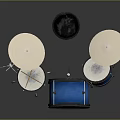Blue Sleeg Musical Instrument Drum Set With Cymbals Stands And Drum Heads