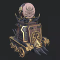Ancient Ornate Weapon With Golden Carvings Spikes Decorative Base And Spiked Wheels