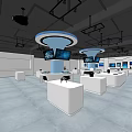Modern Tech Exhibition Hall With Display Counters And Digital Screens 3d model