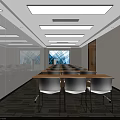 Modern Public Office Space With Green Plants Work Desks Office Chairs And Black Grid Ceiling