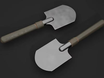 Agricultural Equipment Two Shovels With Metal Blades And Wooden Handles 3d model