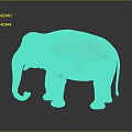 Detailed 3D Rendered Elephant Standing on Black Background with Reflective Surface Effect