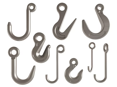 Different Styles Of Metal Hooks Collection 3d model