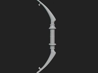White Bow Weapon 3D Model With Detailed Grip And Curved Structure Design 3d model