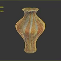 Artistic Hand Carved Sculpture Vase With Red Blue Gold Stripes And Glossy Surface