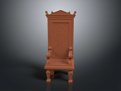 Classical Wooden Chair With Carved Design Decorative Armrests And Legs 3d model