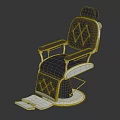 Black Leather Diamond Tufted Barber Chair With Metal Frame And Modern Footrest