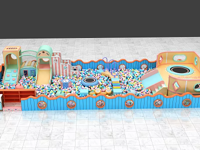 Supermarket Department Store Kids Play Area With Colorful Ball Pit Slides And Climbing Structures 3d model