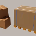 Stacked Cardboard Boxes With Large Package On Wooden Pallet For Shipping