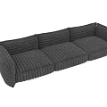 Modern Grey Velvet Tufted Design Three-Seater Sofa For Living Room With Metal Legs
