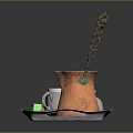 Traditional Turkish Coffee Serving Set With Copper Pot Covered Cup Sugar Cubes And Long Spoon