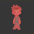 Cartoon Child Character With Brown Hair Green Outfit Orange Gloves Blue Shoes And Number 3