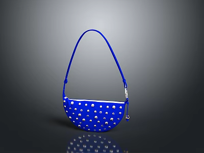 Stylish Blue Handbag With White Polka Dot Design And Adjustable Shoulder Strap 3d model