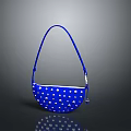 Stylish Blue Handbag With White Polka Dot Design And Adjustable Shoulder Strap
