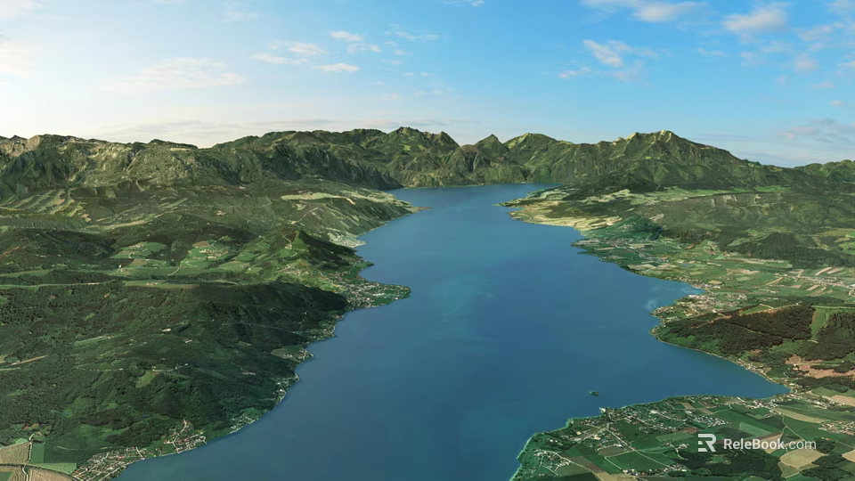 Modern Open Kitchen Interior Design With Island Counter And Appliances 3d model