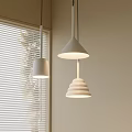 Modern White Pendant Lights With Minimalist Design By Window With Blinds 3d model