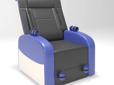 Stylish Single Chair With Blue Black White Design And Comfortable Armrests 3d model